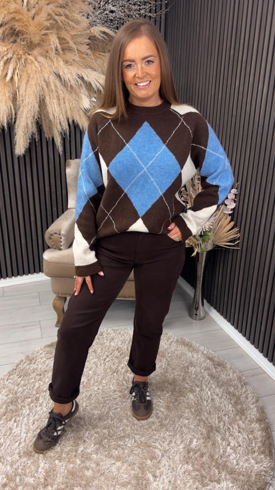KRIS JUMPER - BROWN/BLUE