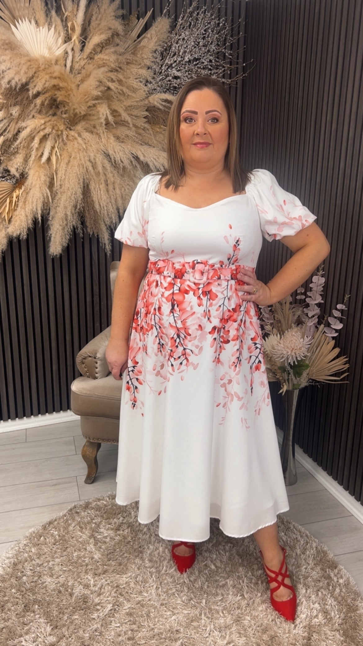 DARLEEN DRESS - CREAM/PINK