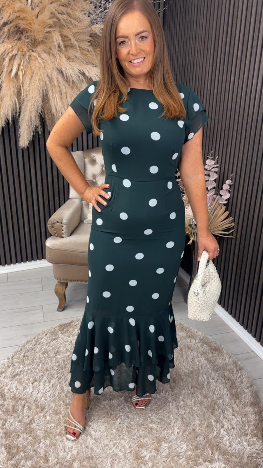 ROXY DRESS - DARK GREEN SPOT