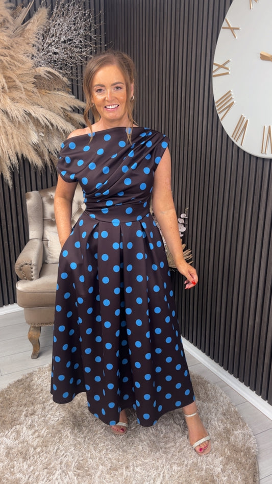 BETTY DRESS - BROWN/BLUE