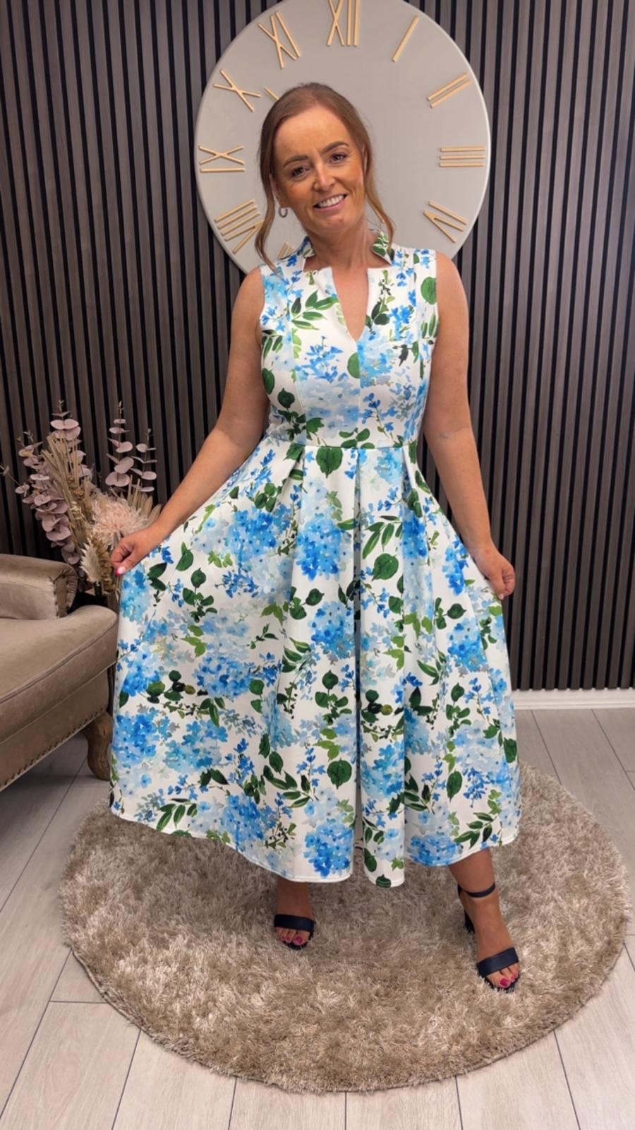 AMEYA DRESS - BLUE/GREEN