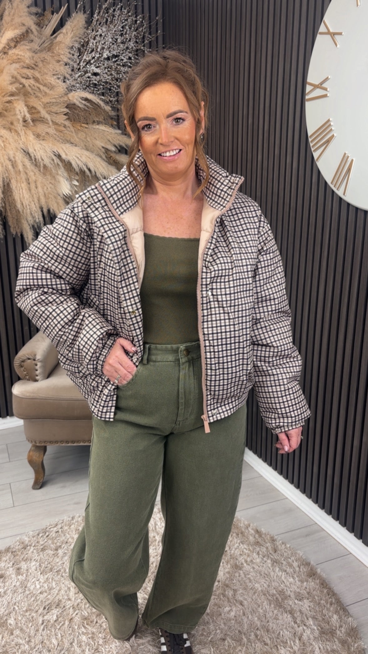 MEGAN PUFFER JACKET - CHECKED