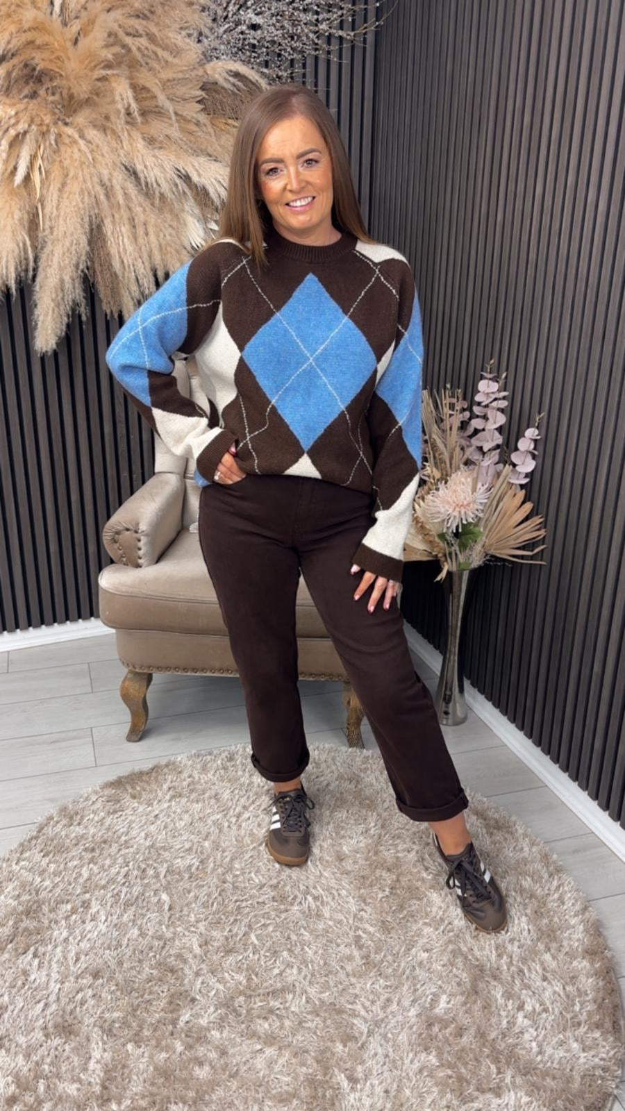 KRIS JUMPER - BROWN/BLUE