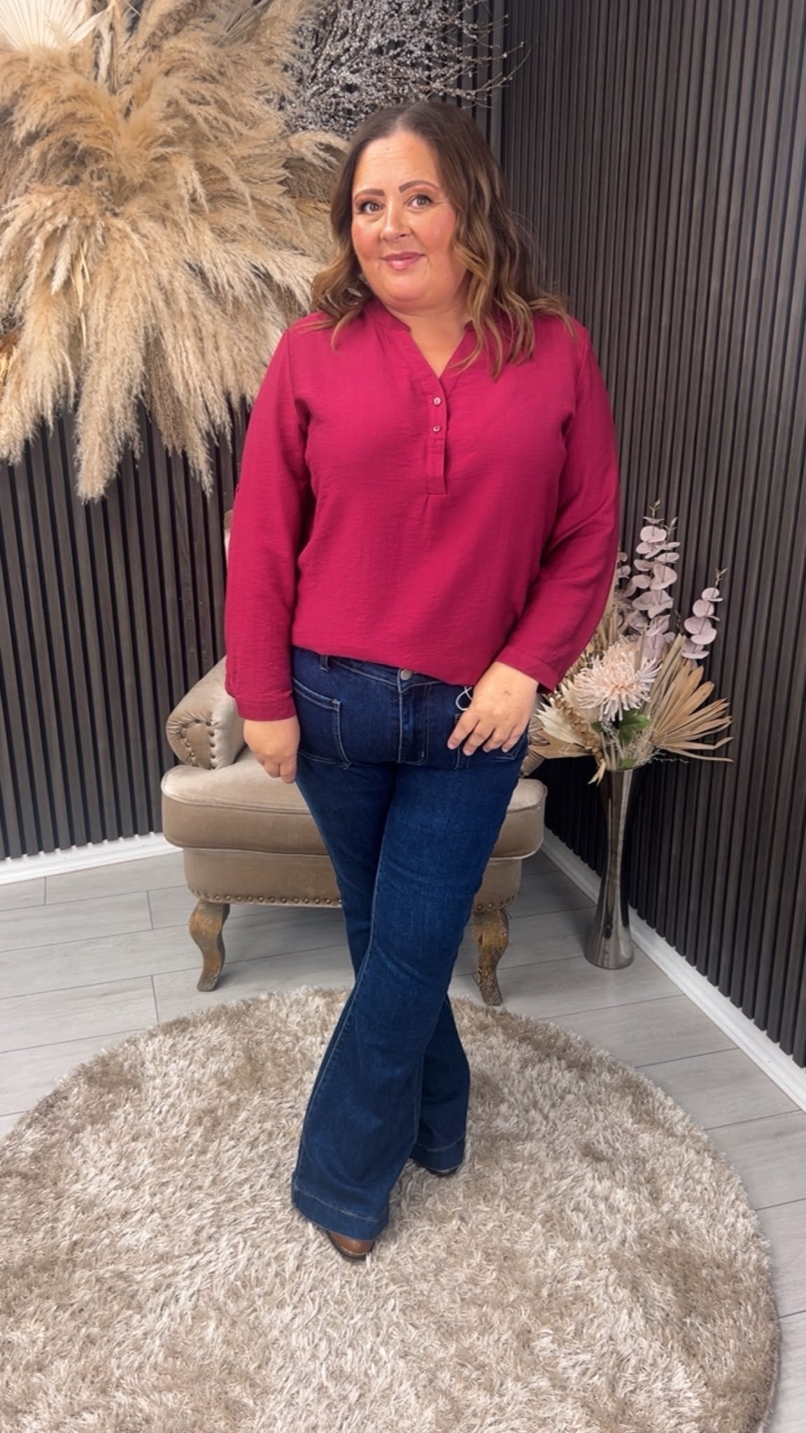 LILLIE TOP - BURGUNDY