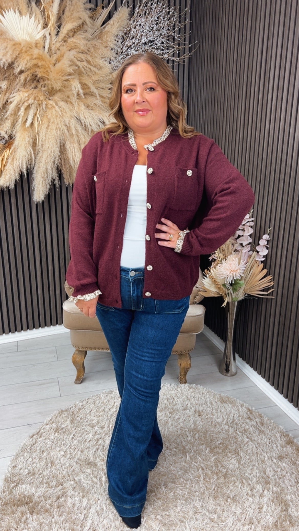 SALLY CARDIGAN - BURGUNDY