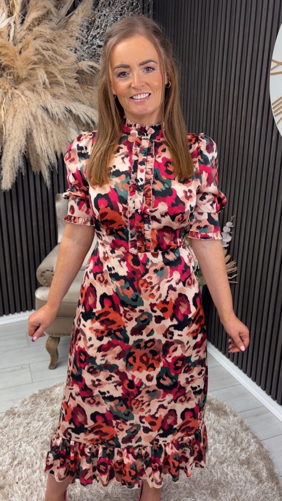 KIRSTY DRESS - PINK LEOPARD