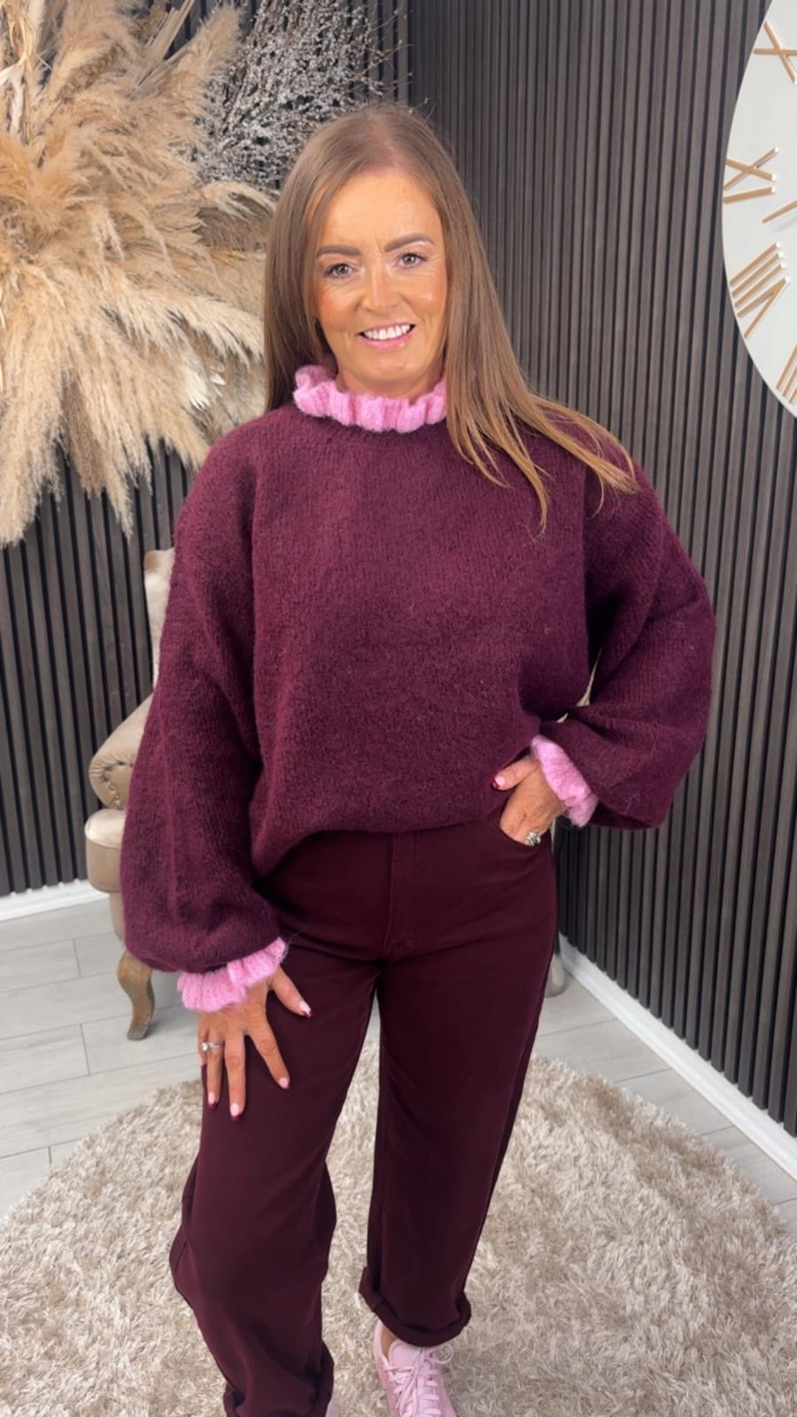 LIBBY JUMPER - BURGUNDY/PINK