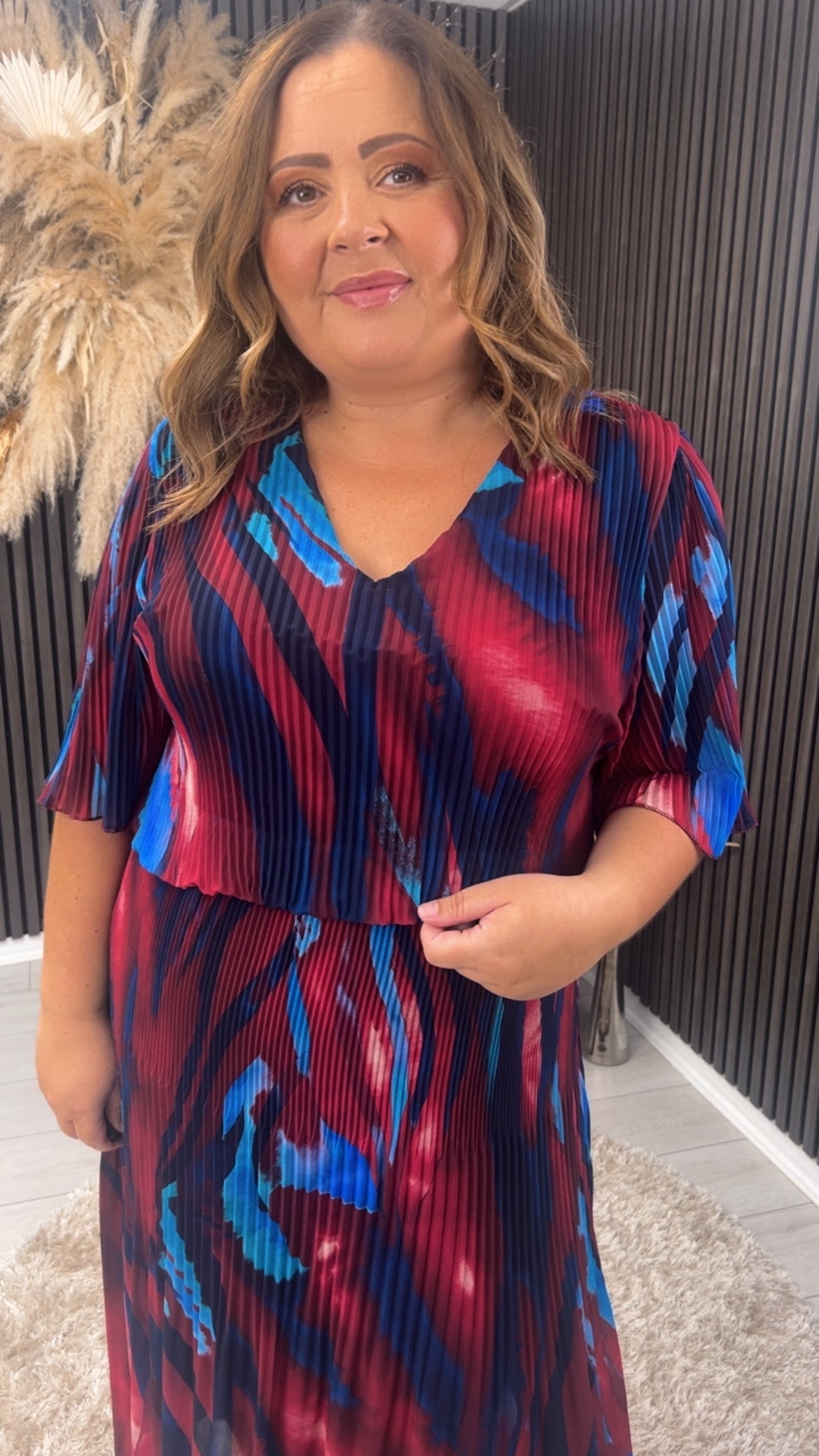 YASMIN DRESS - BURGUNDY/NAVY