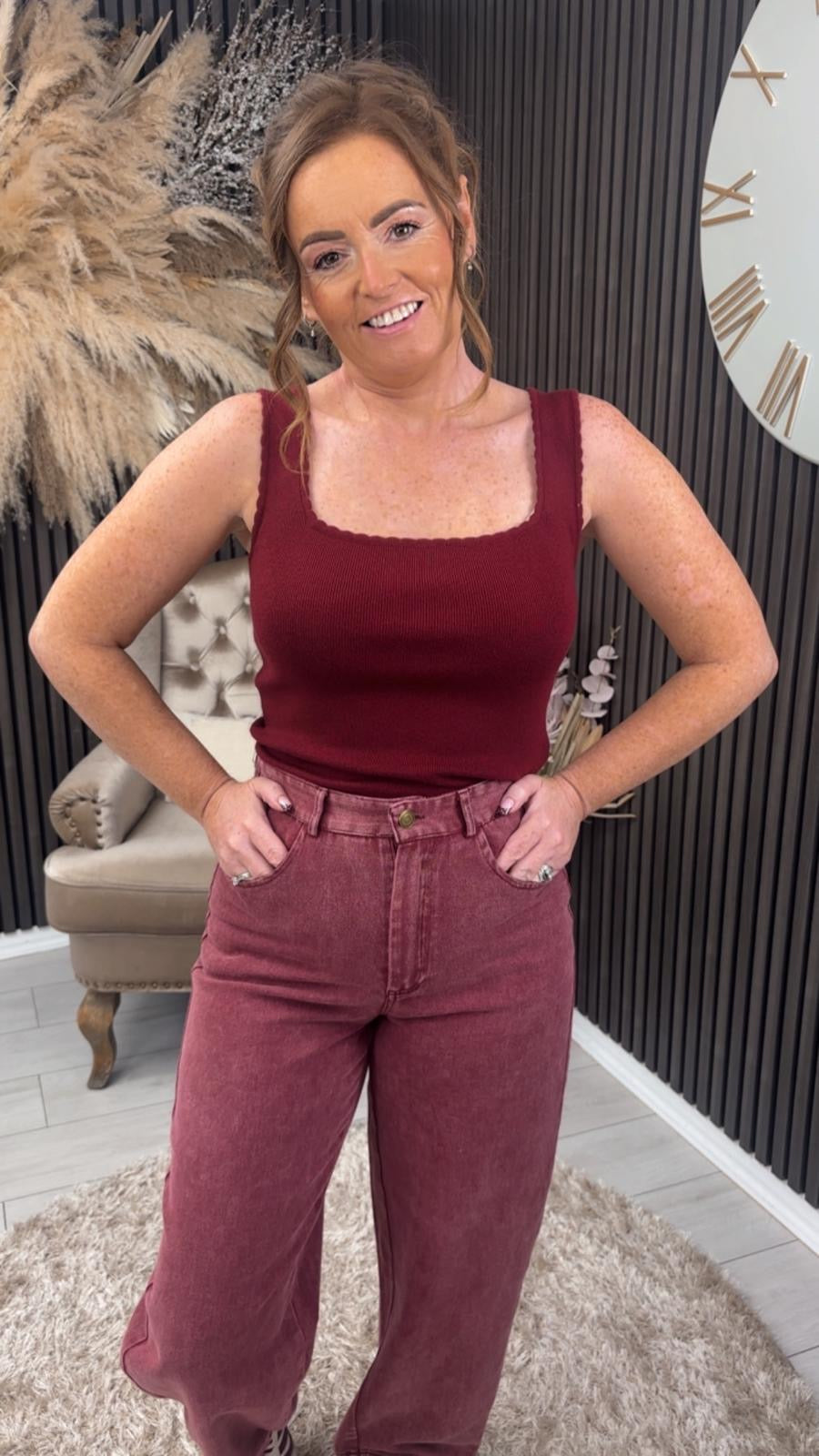 BRYONY ANNE VEST - BURGUNDY