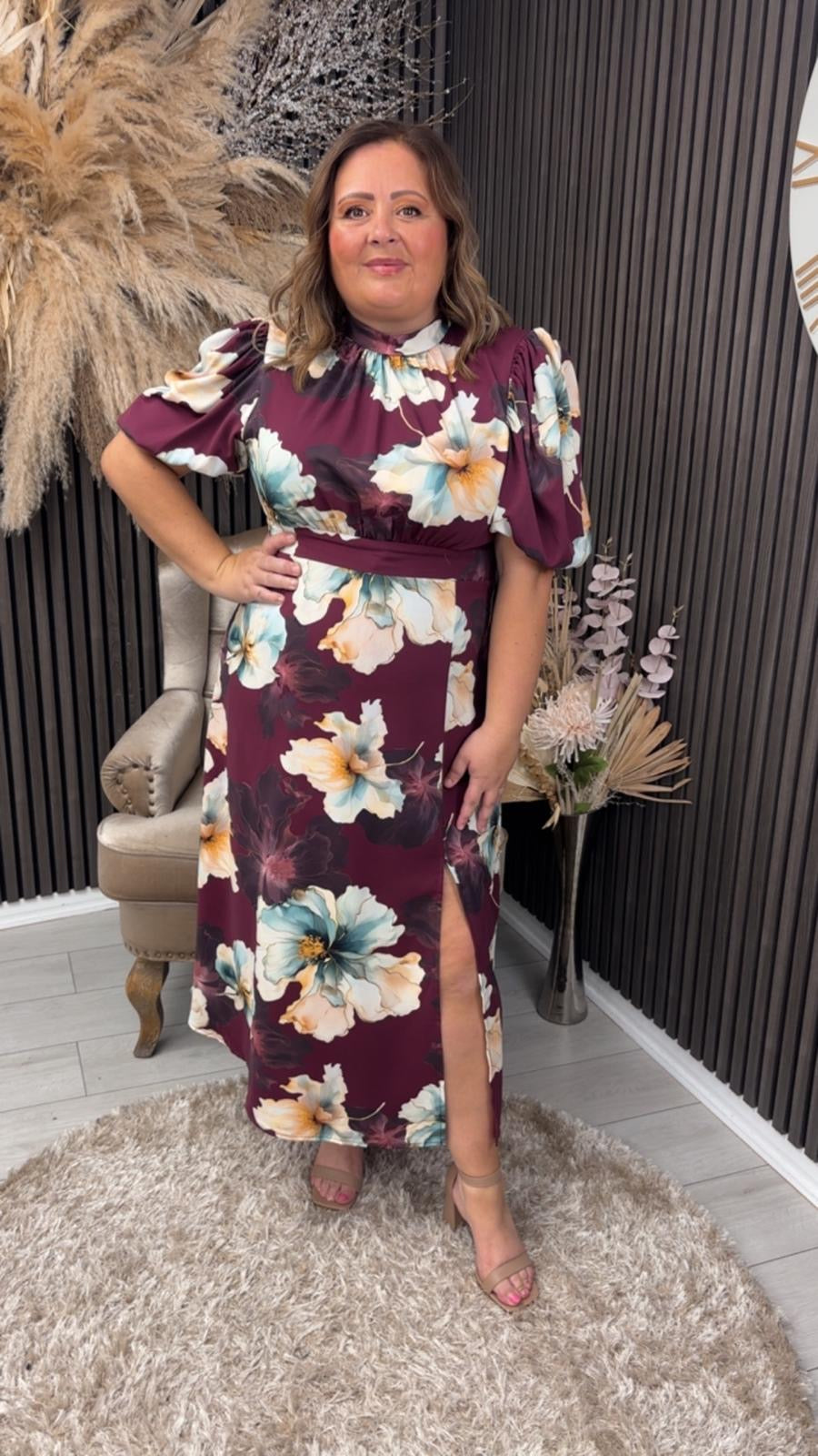 LILITH DRESS - PLUM FLOWER
