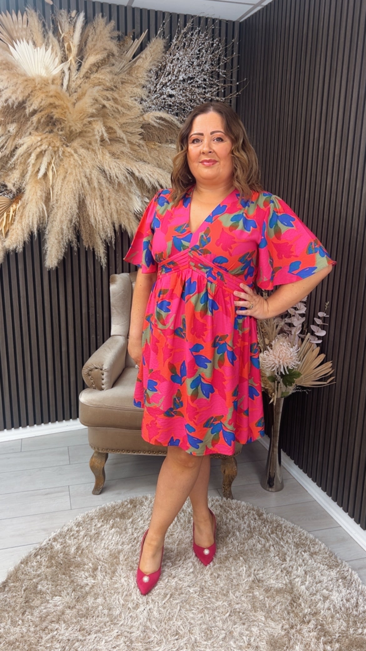 SASHA DRESS - FUCHSIA/BLUE