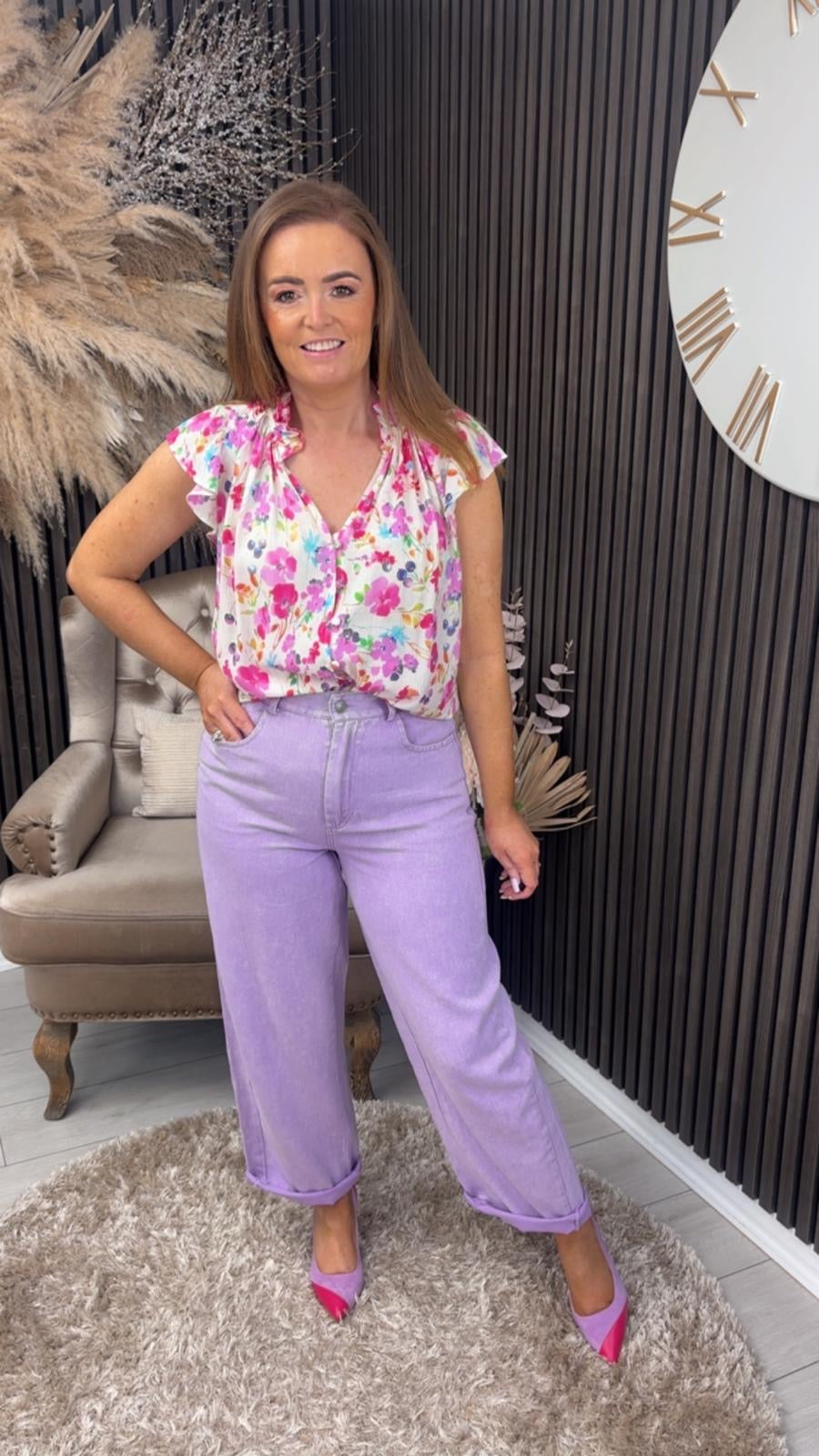 KENDALL TOP - WHITE/FUCHSIA