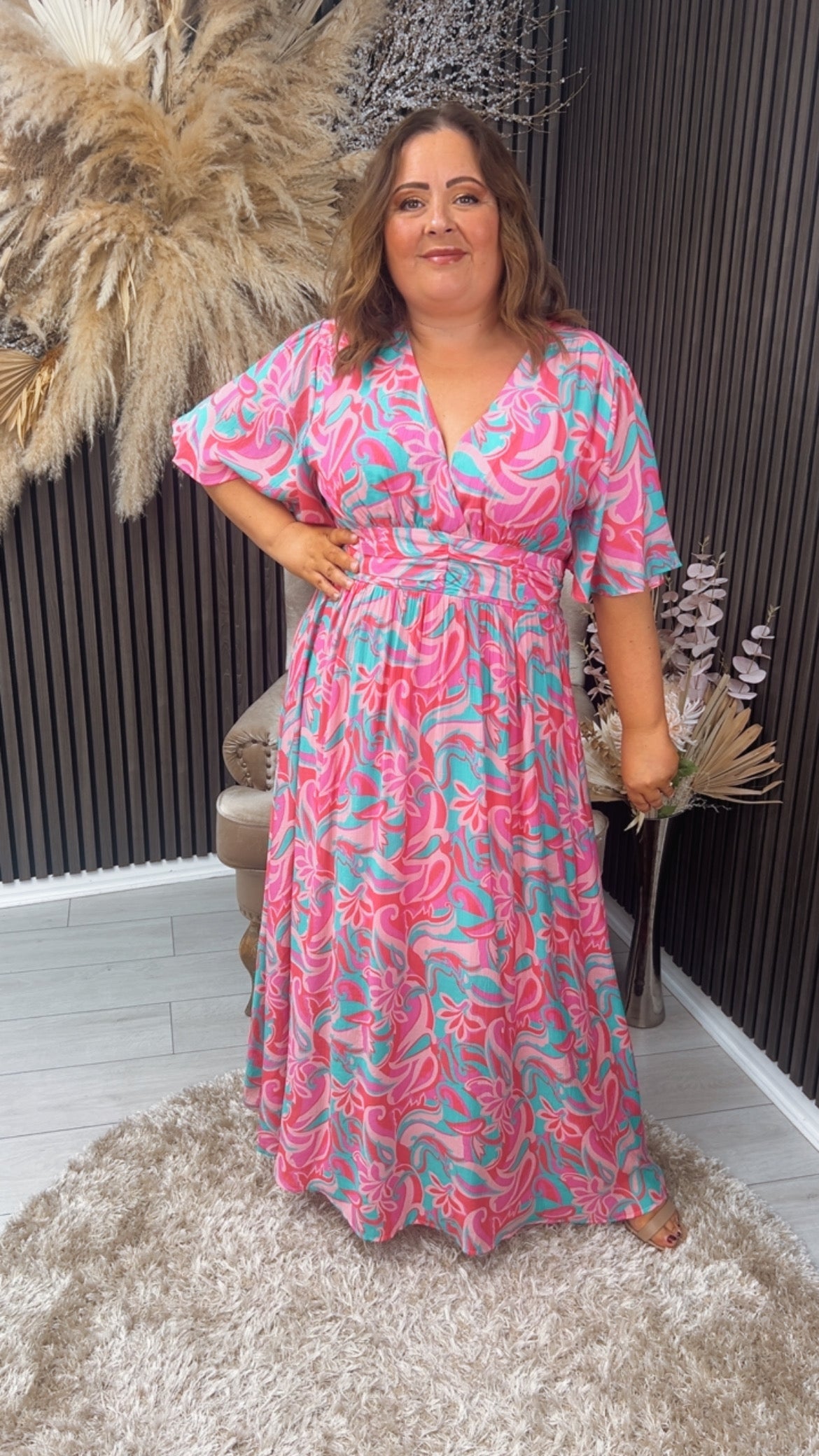 NIKITA DRESS - PINK/TEAL