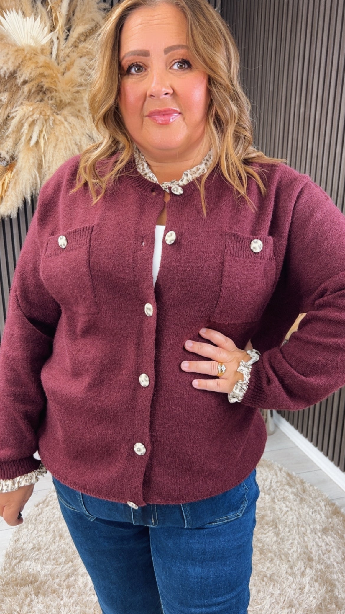 SALLY CARDIGAN - BURGUNDY