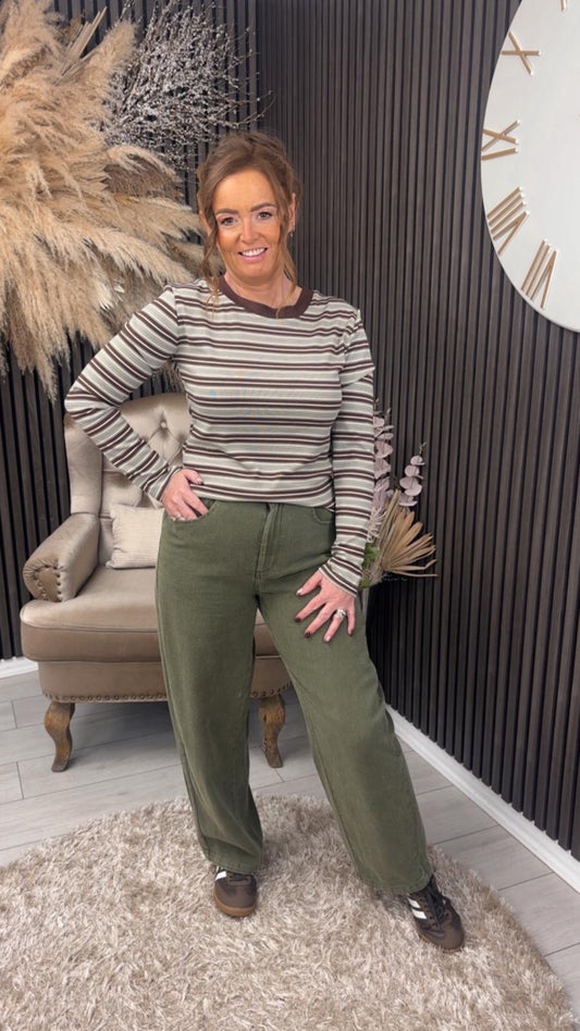 KYLIE TOP - GREEN/BROWN