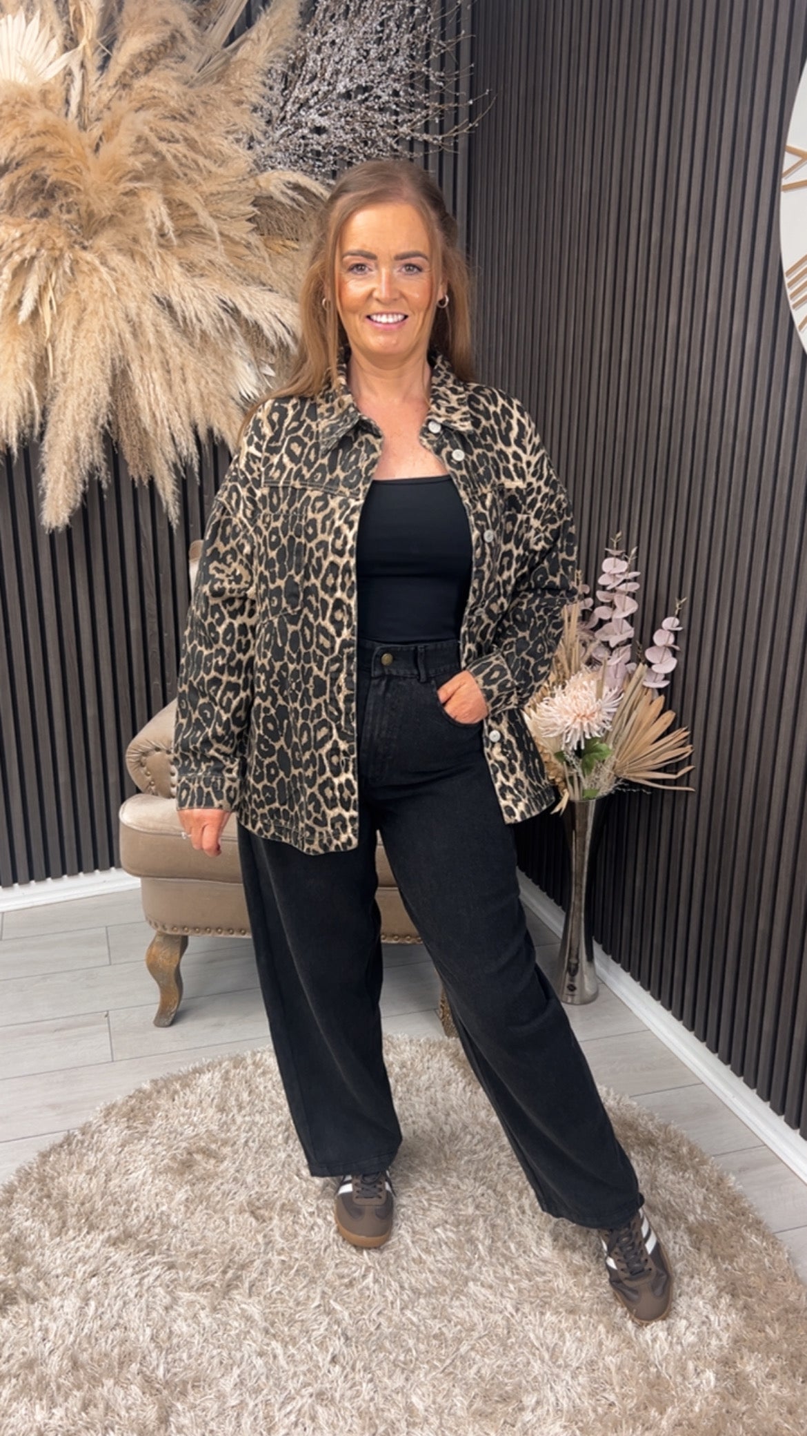 MARY DENIM SHIRT - LEOPARD PRINT