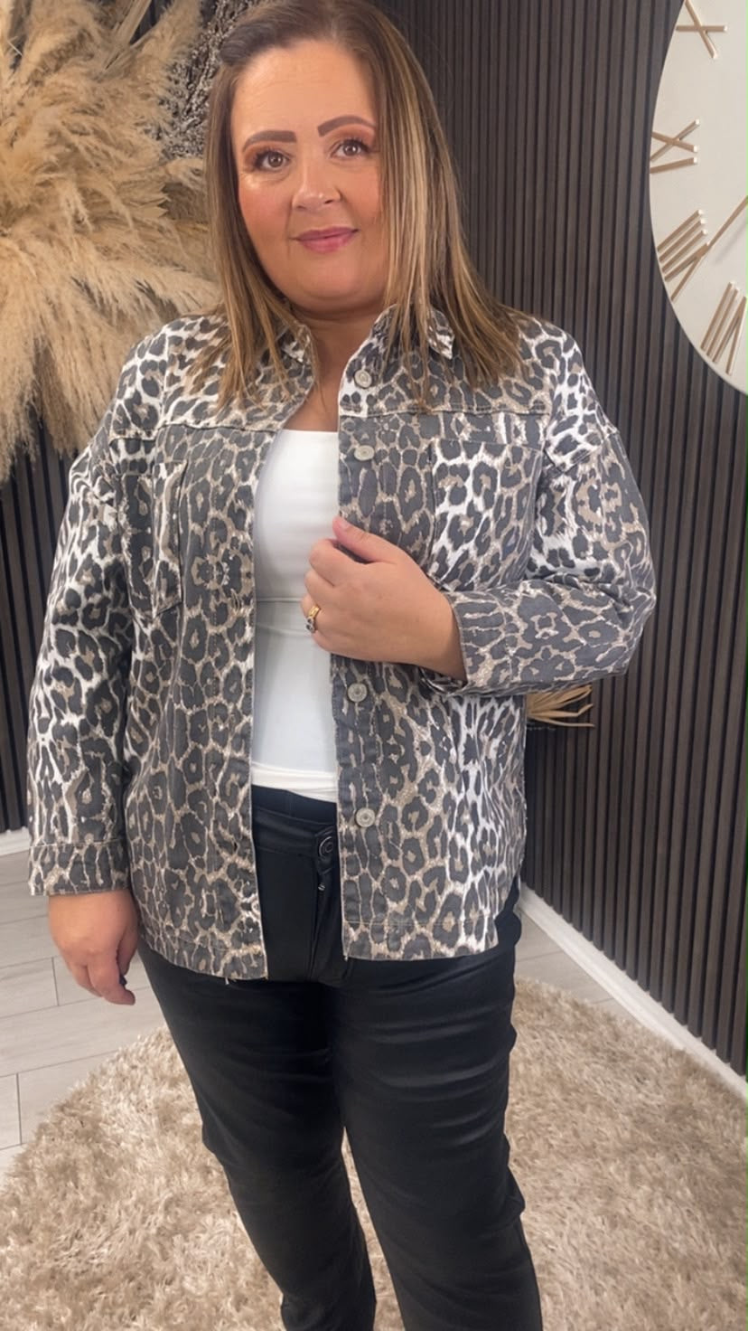 MARY DENIM SHACKET - WHITE ANIMAL
