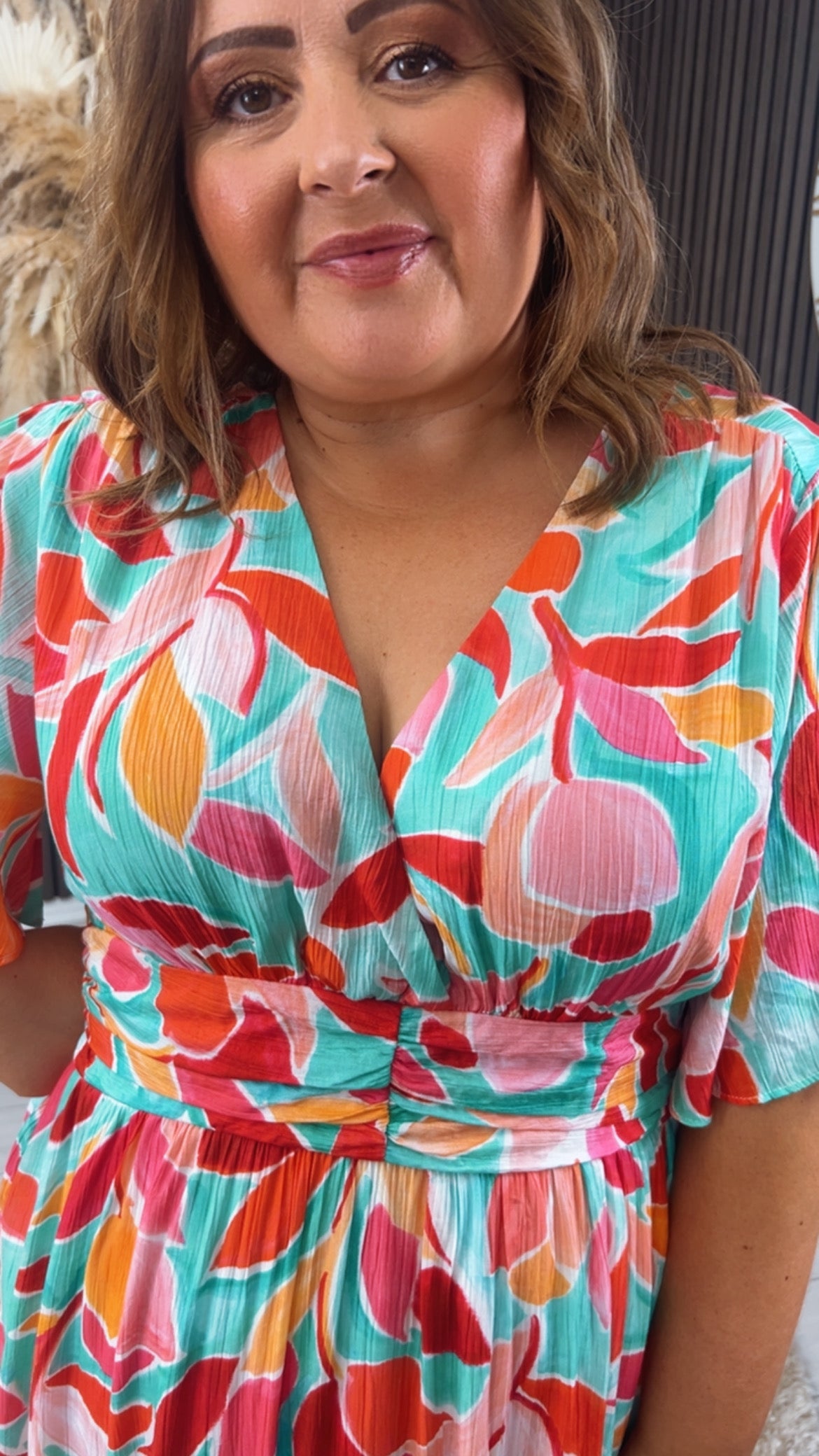 DEBRA DRESS - GREEN/ORANGE