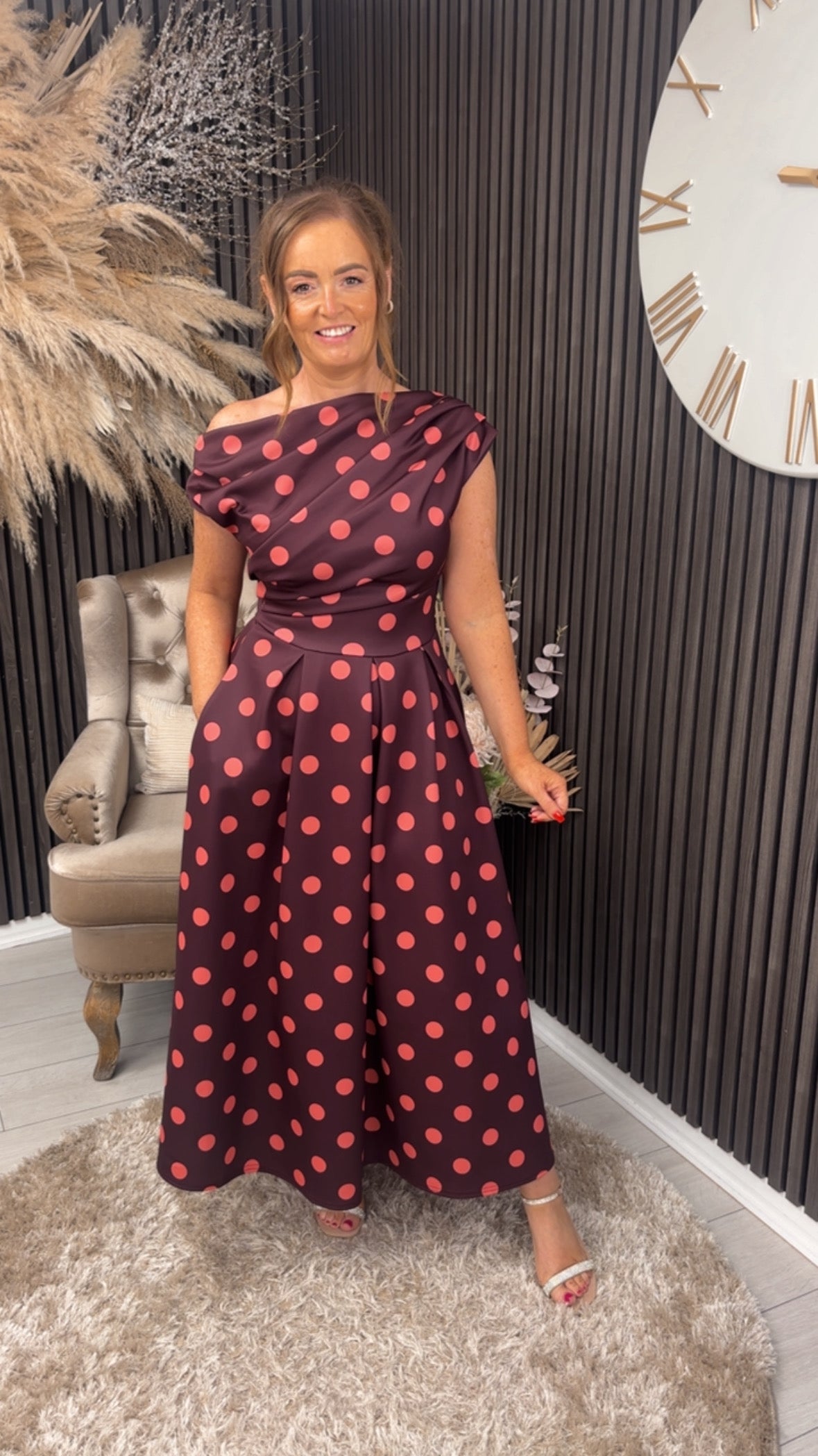 BETTY DRESS - BURGUNDY/CORAL