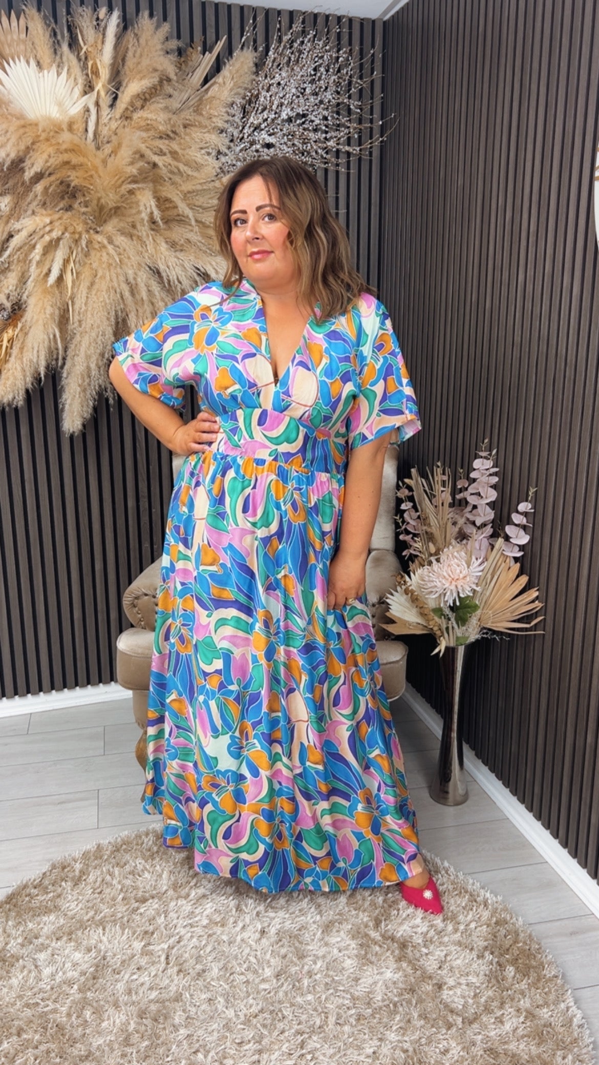 AMANDA DRESS - BLUE/PINK