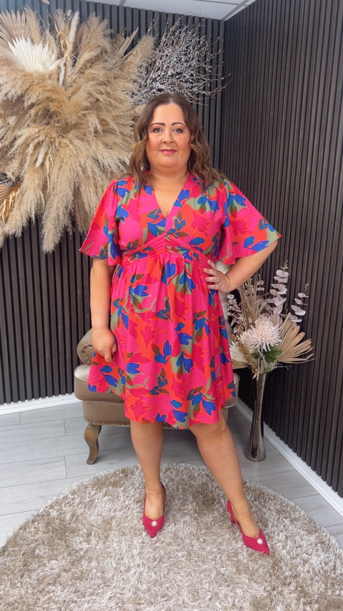 SASHA DRESS - FUCHSIA/BLUE