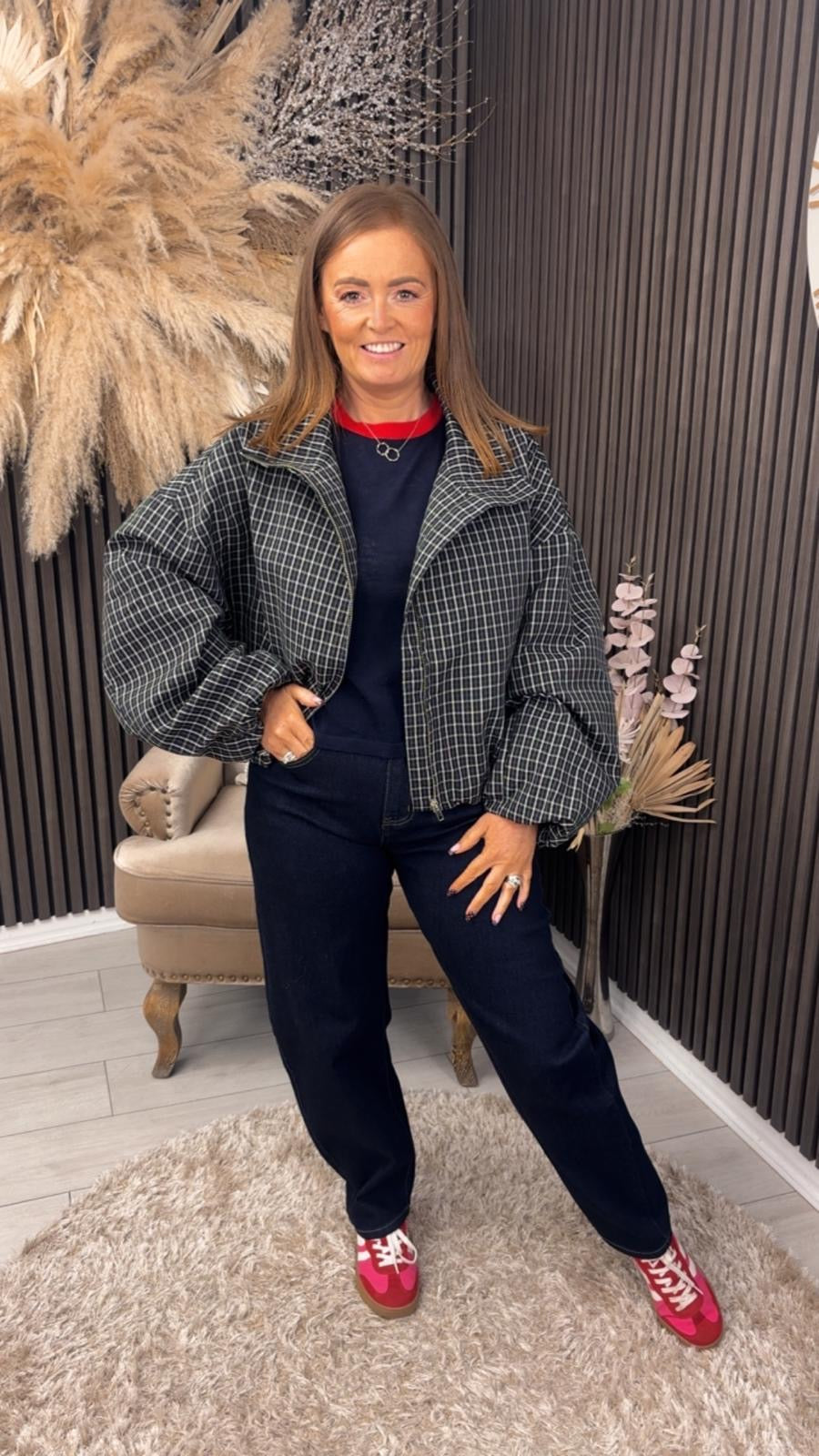 POLLY JACKET - NAVY CHECKED