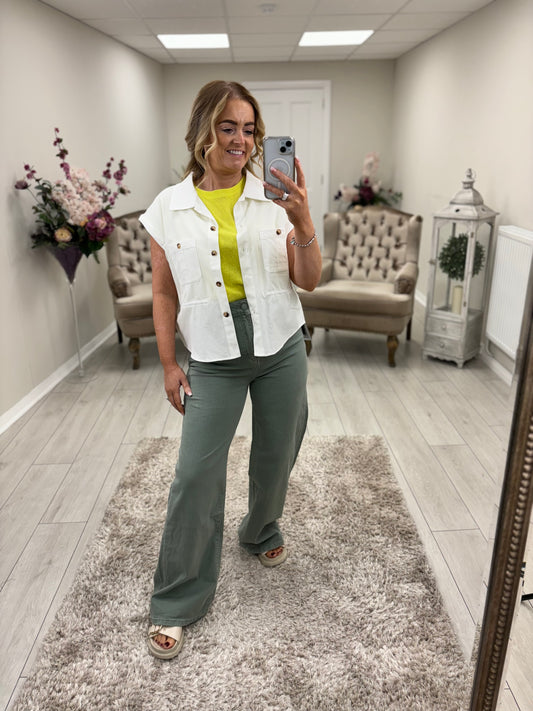 SUMMER WIDE LEG JEANS - SAGE