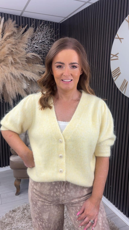 LAYA SHORT SLEEVE CARDIGAN - YELLOW