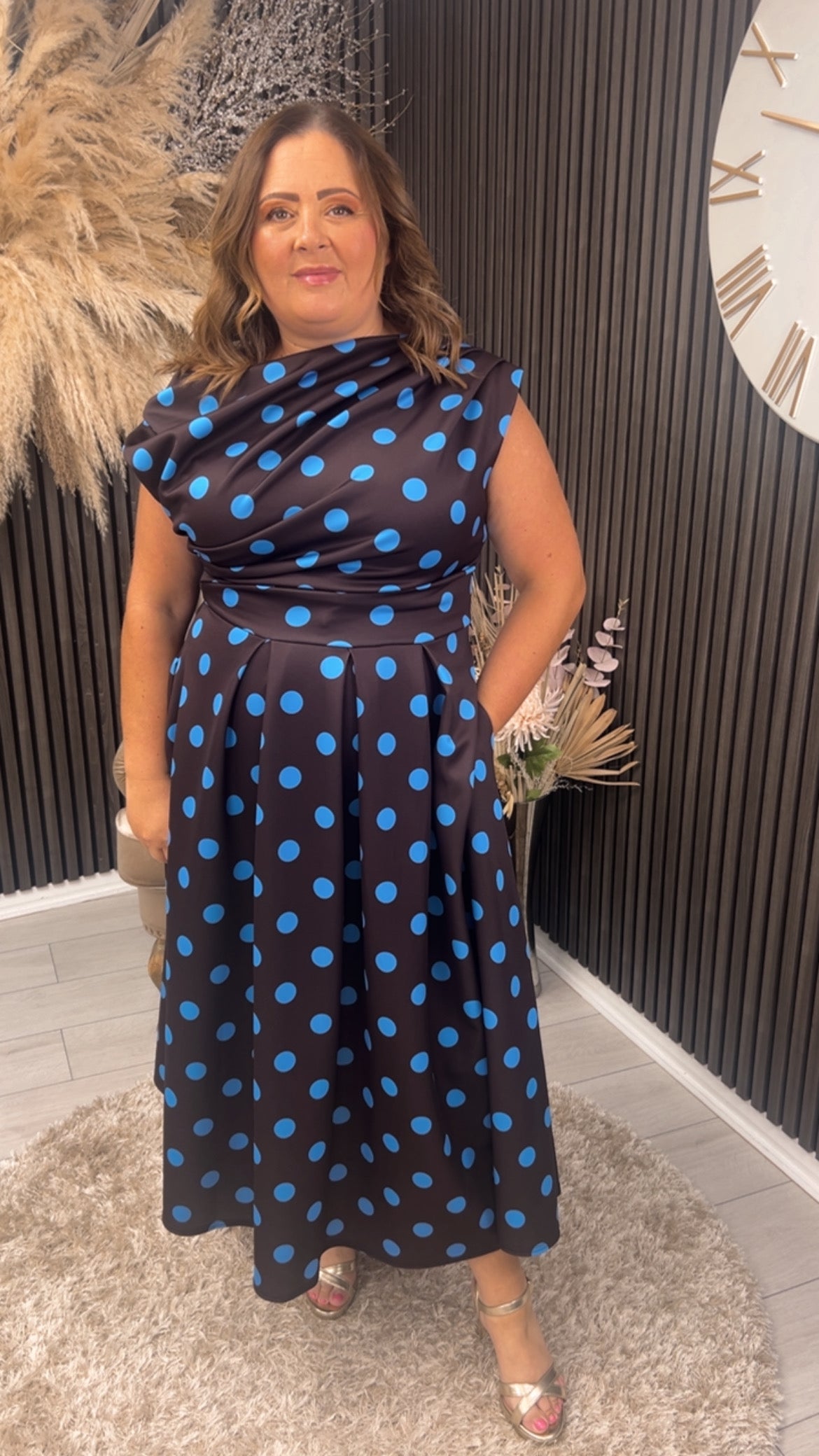 BETTY DRESS - BROWN/BLUE