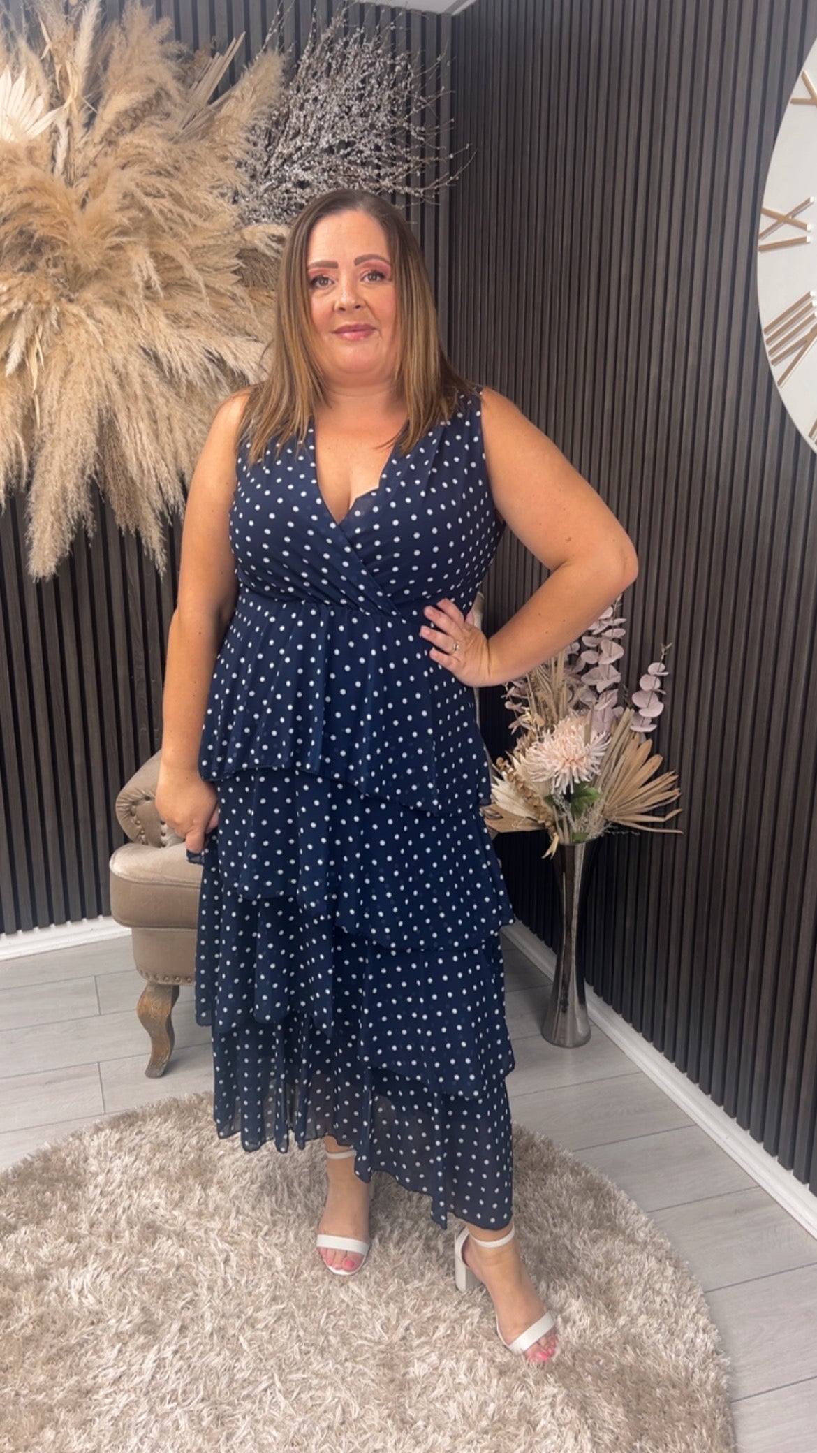 KELLY DRESS - NAVY SPOT