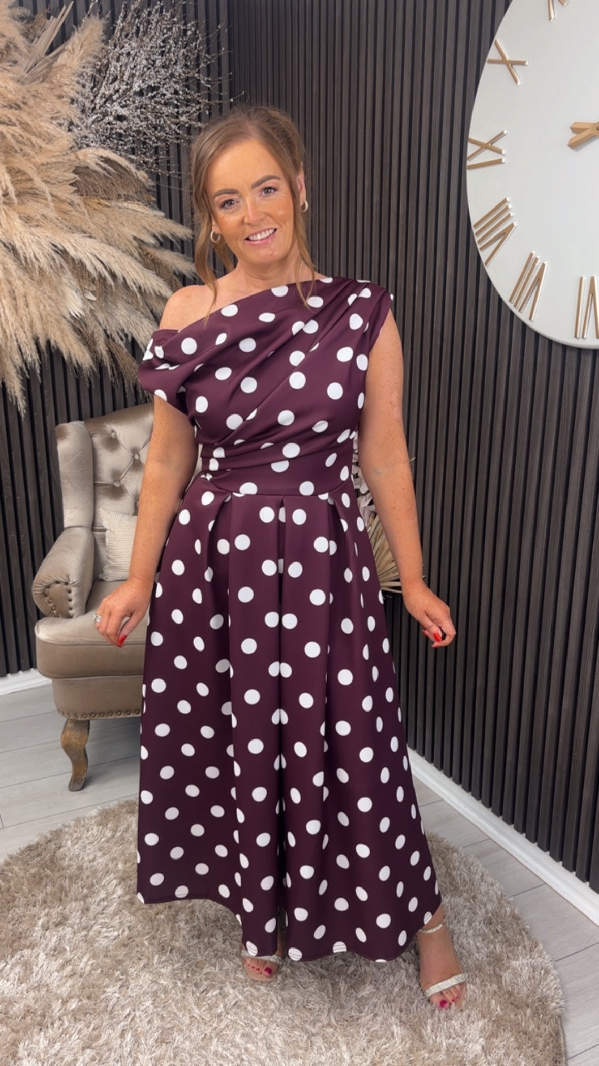 BETTY DRESS - BERRY POLKA DOT