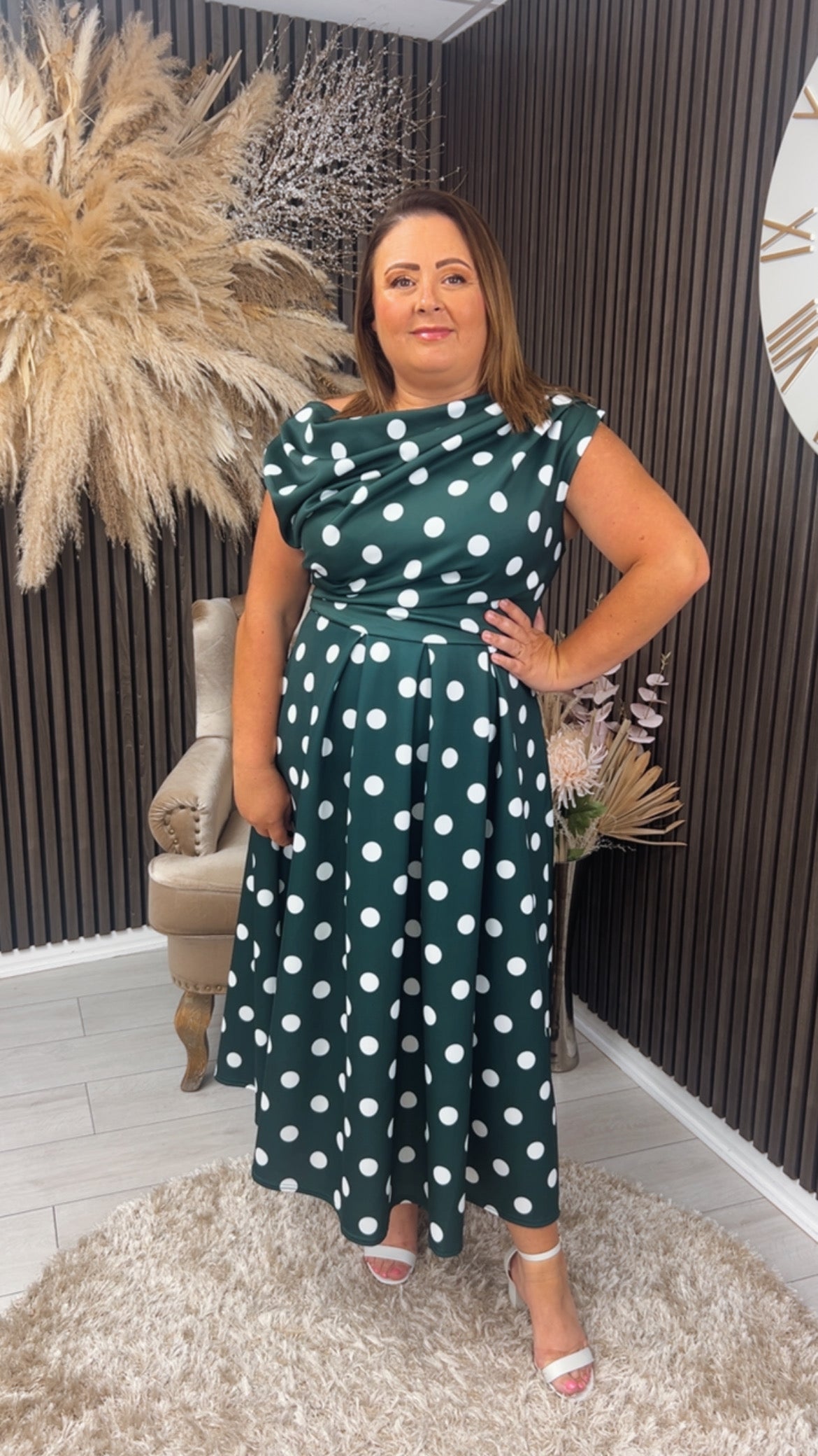 BETTY DRESS - GREEN POLKA DOT
