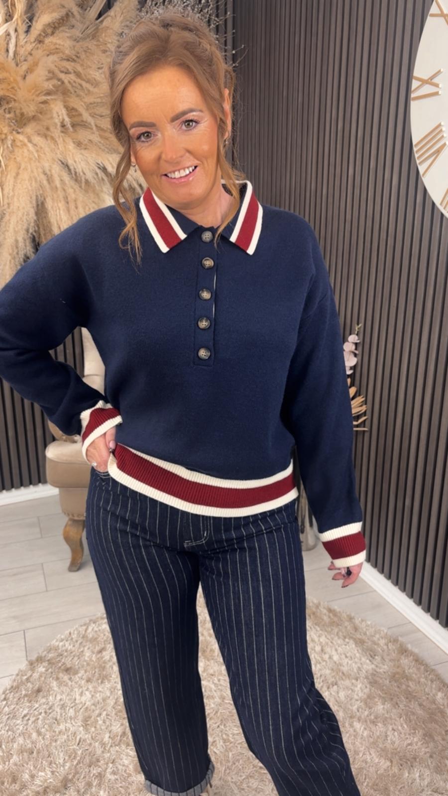 MIKAELA JEANS - DARK DENIM STRIPE