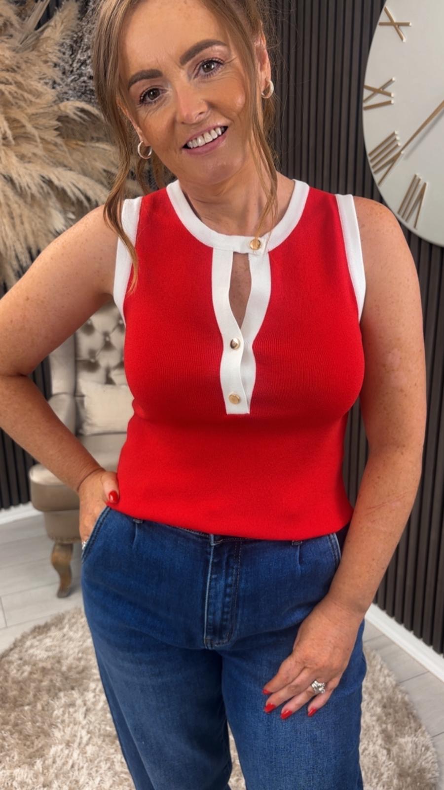 PETRA VEST - RED/WHITE