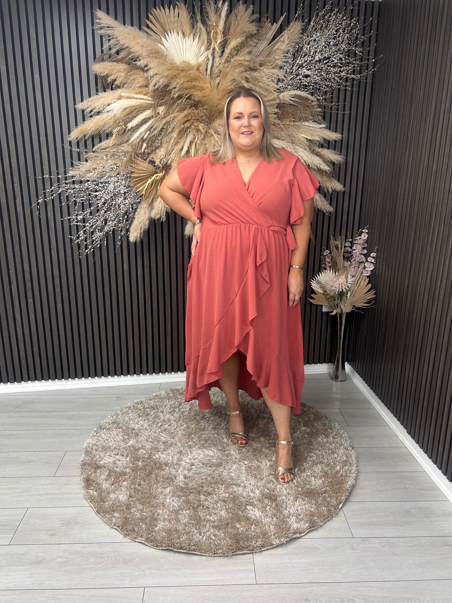KATERINA DRESS - DEEP CORAL