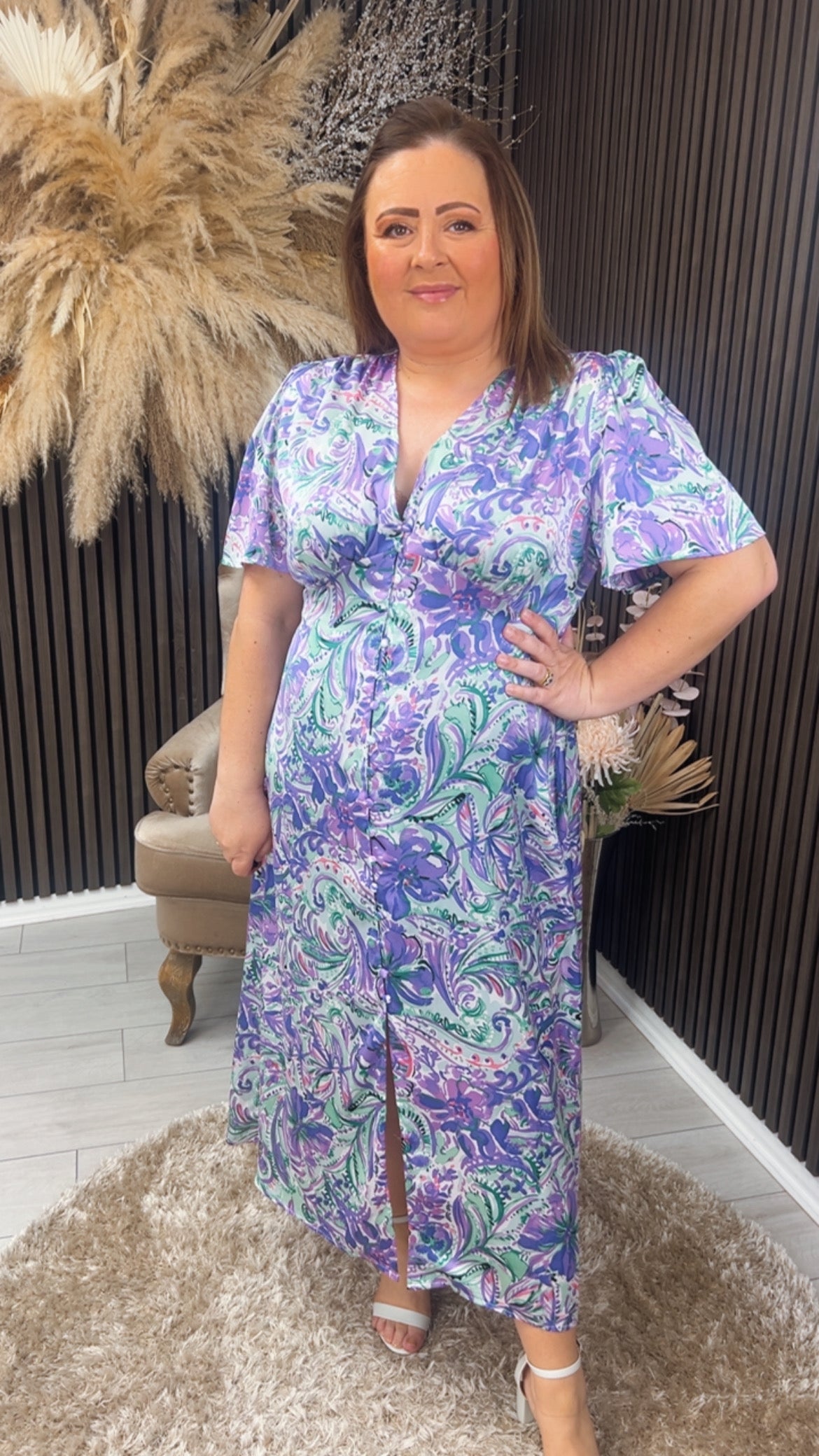 FRIDA DRESS - LILAC/GREEN