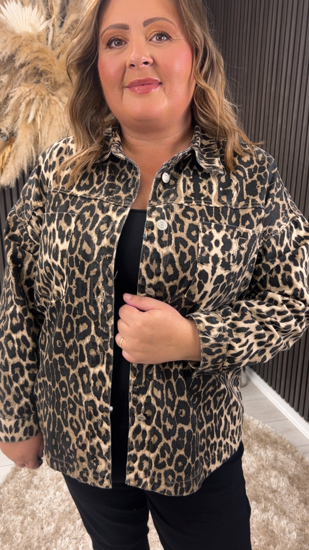 MARY DENIM SHIRT - LEOPARD PRINT