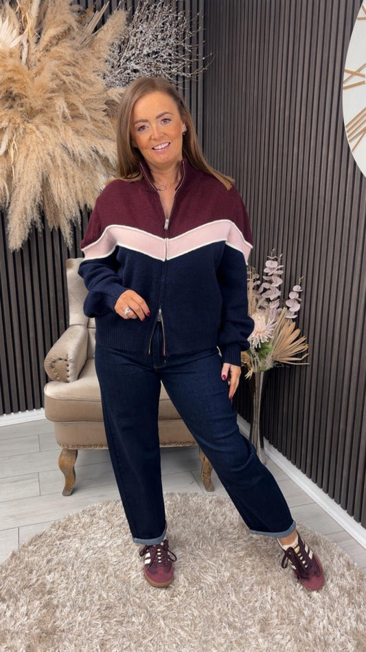 COLETTE JACKET - BURGUNDY/NAVY