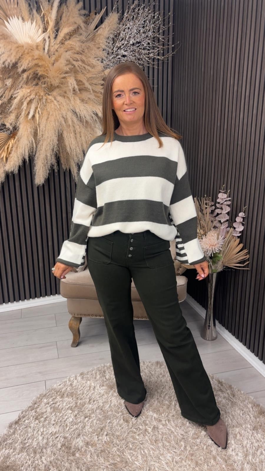 LESLEY JUMPER - CREAM/KHAKI