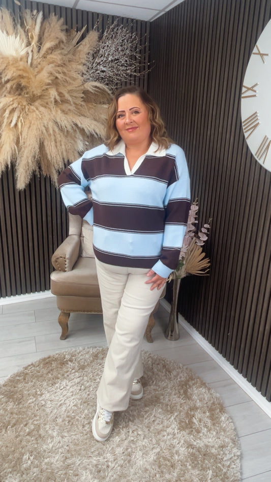 MYRA JUMPER - BLUE/BROWN