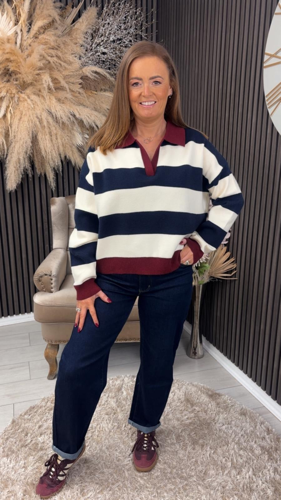 LORENA JUMPER - NAVY/BEIGE