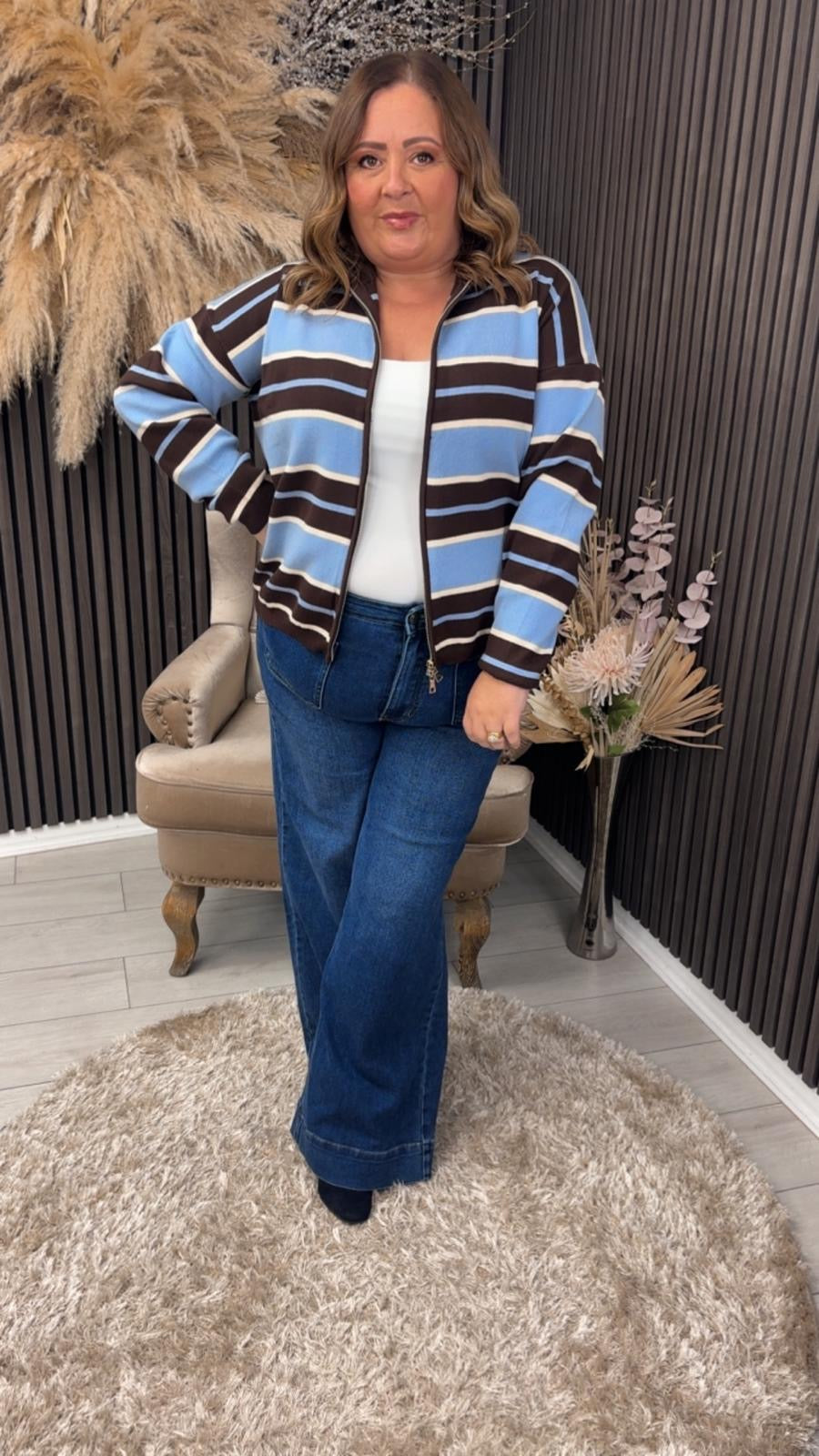 ELEANOR JACKET - BLUE/BROWN