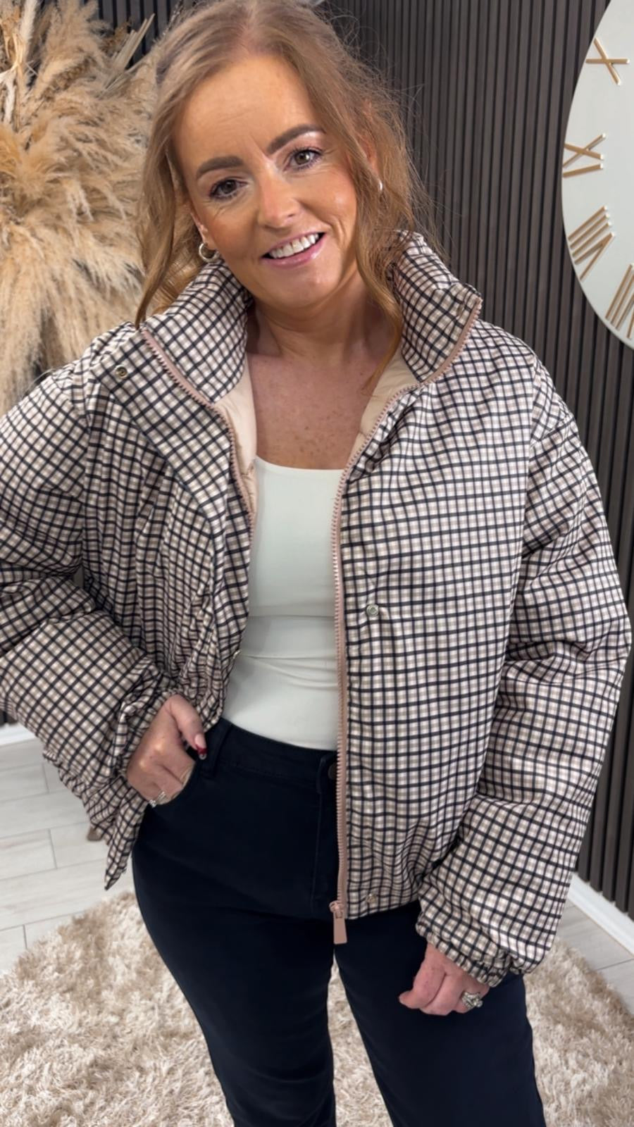 MEGAN PUFFER JACKET - CHECKED