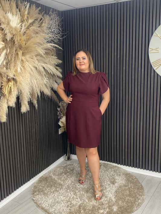 AMI TULIP DRESS - BERRY