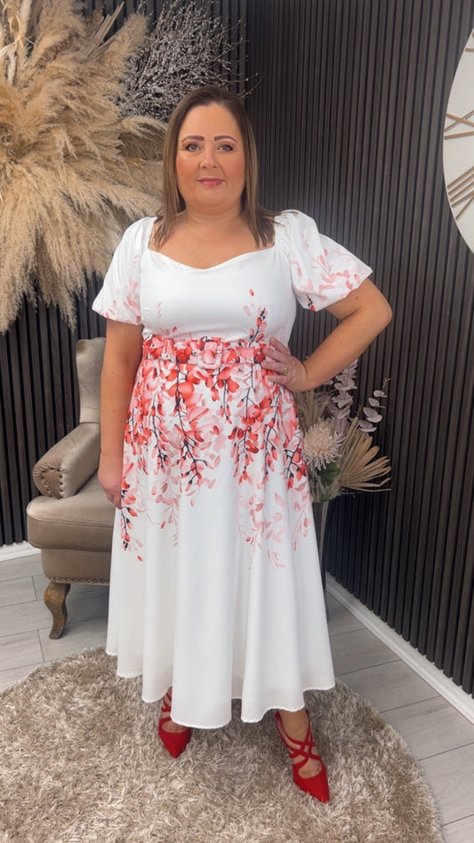DARLEEN DRESS - CREAM/PINK