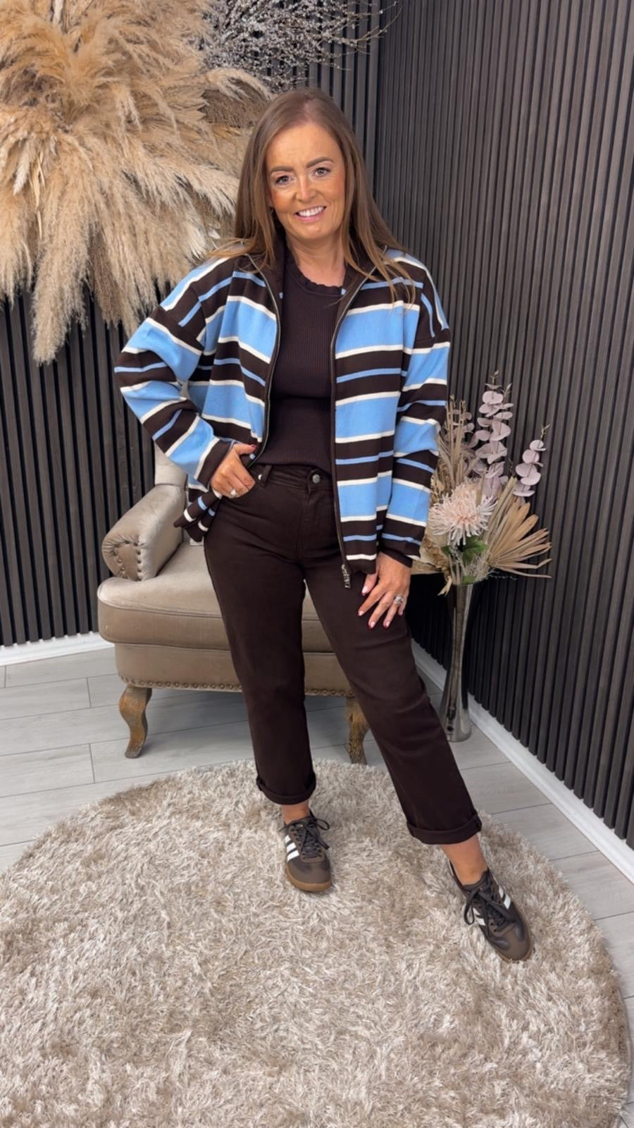 ELEANOR JACKET - BLUE/BROWN