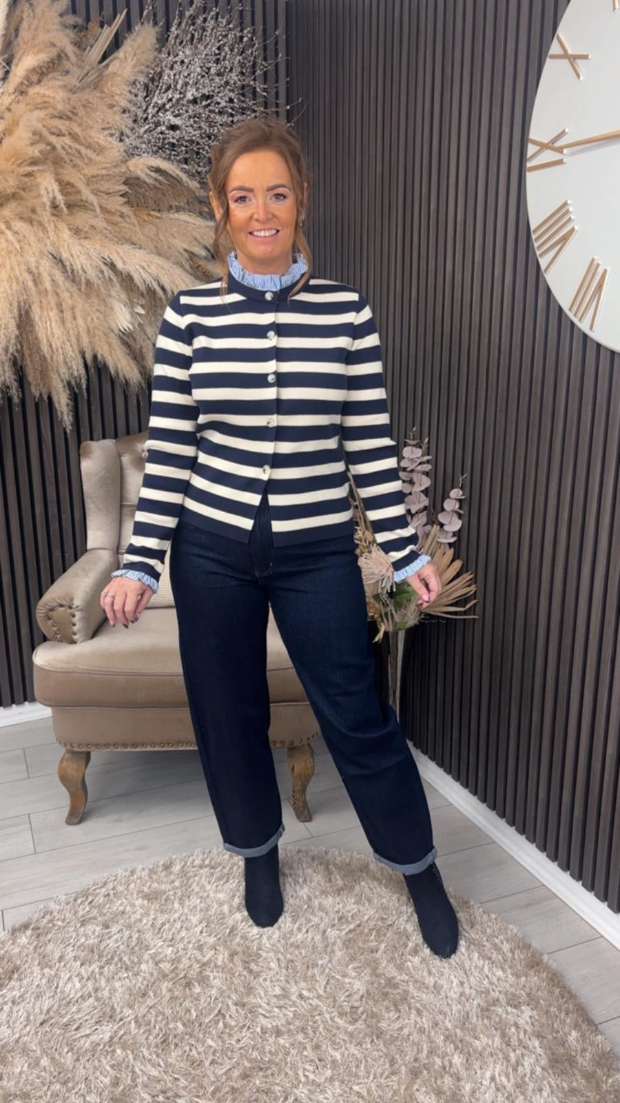 RYLEE CARDIGAN - NAVY/CREAM