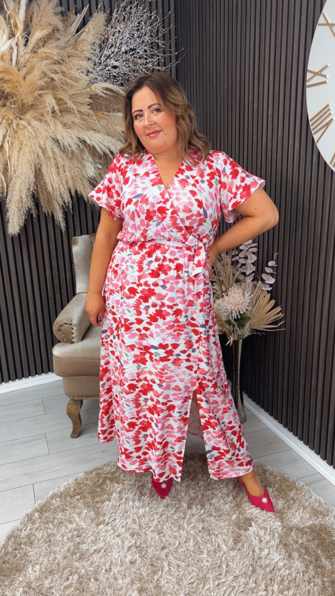 HILDA DRESS - WHITE/PINK