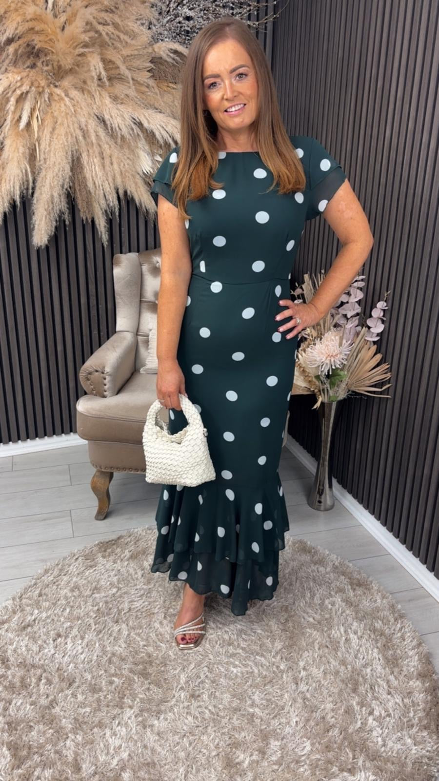 ROXY DRESS - DARK GREEN SPOT