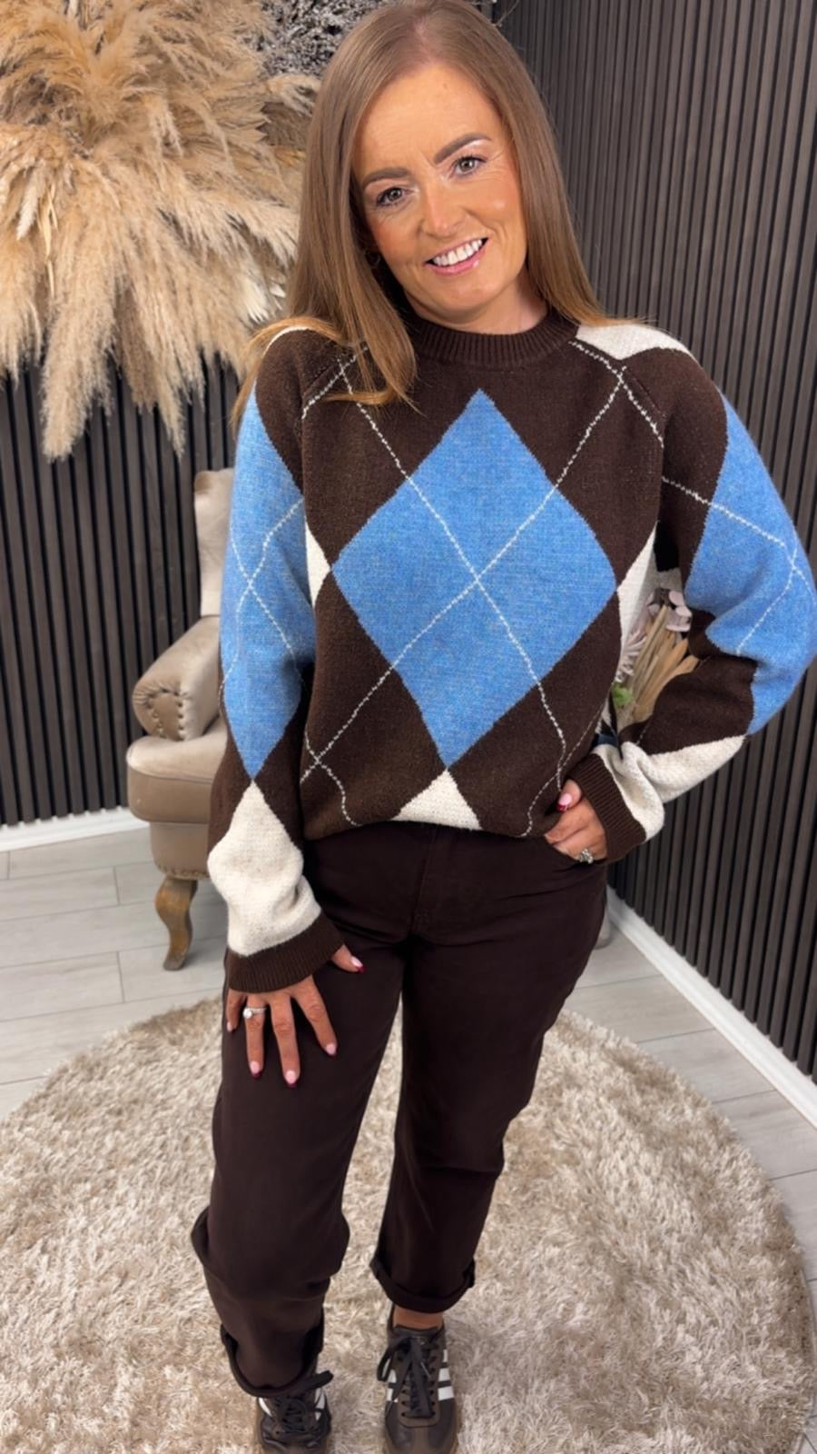 KRIS JUMPER - BROWN/BLUE